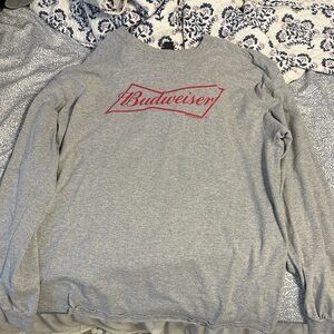 Budweiser Red Logo on Heather Gray Shirt